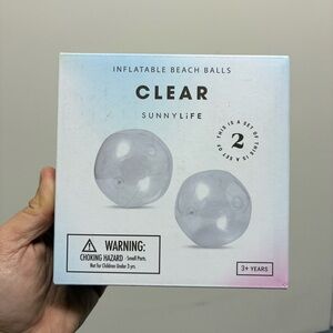 Sunnylife Clear Inflatable Beach Balls Set of 2 PVC Pool Beach Toy New In Box